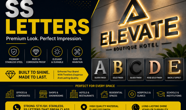 SS letters in Vadodara - premium stainless steel 3D letters for corporate branding and luxury storefronts